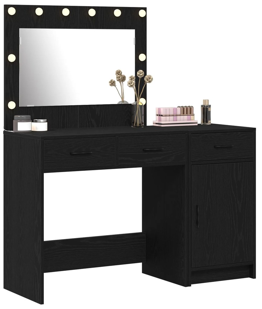 Set di 2 tavoli da trucco con led in legno nero
