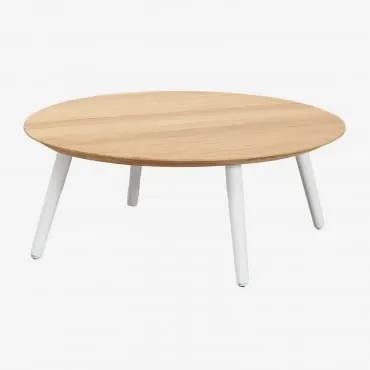 Tavolino da giardino rotondo in legno di teak e alluminio (Ø80 - Sklum