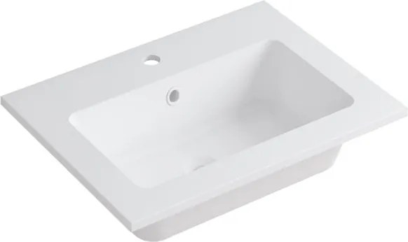 Lavabo a incasso rettangolare L 60.5 x H 14 x P 46 cm in resina bianco opaco