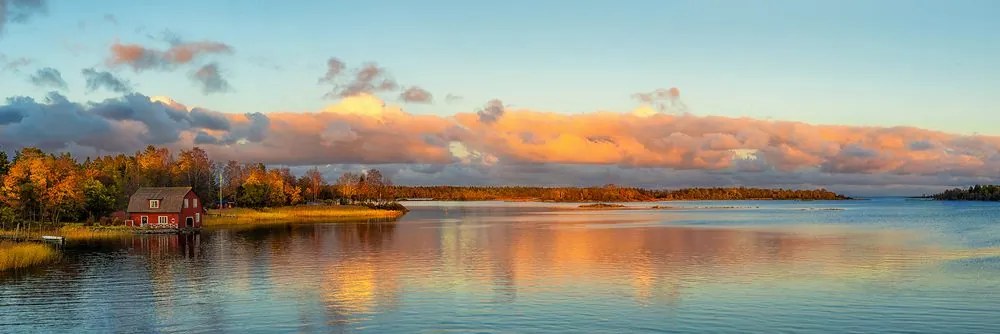 Quadro su tela – Tramonto sul lago