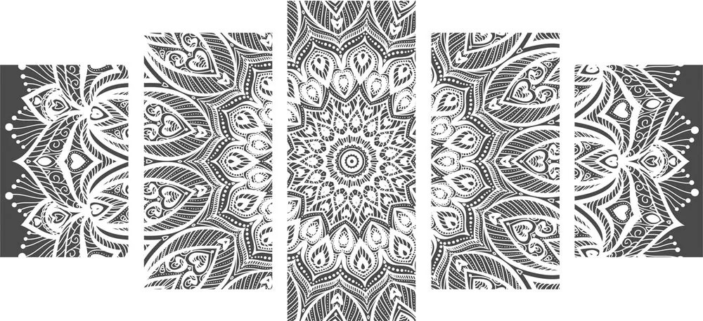 Quadri 5 pezzi – Mandala armonia in bianco e nero