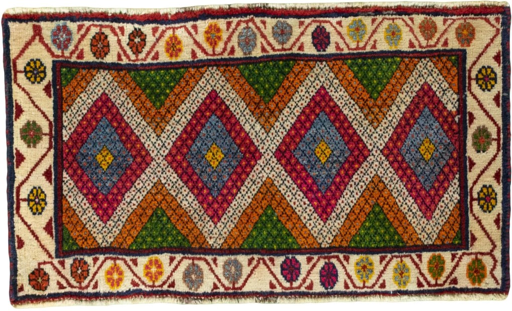 Shiraz Tappeto 70 x 40 Rosso (Iran) Annodato A Mano
