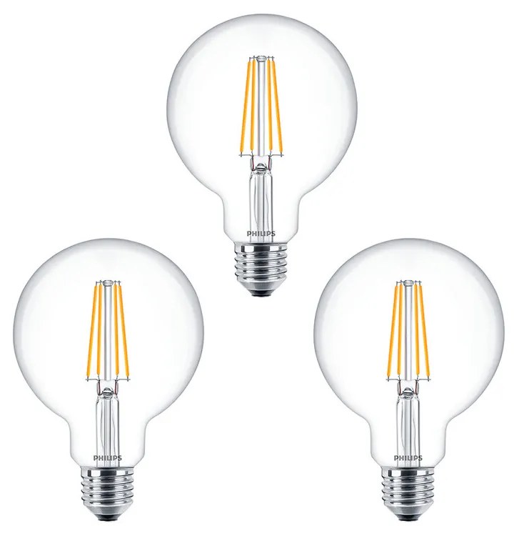 PhilipsPhilips - 3-pack Lampadina LED 7W (806lm) Filament Globe Ø93 E27