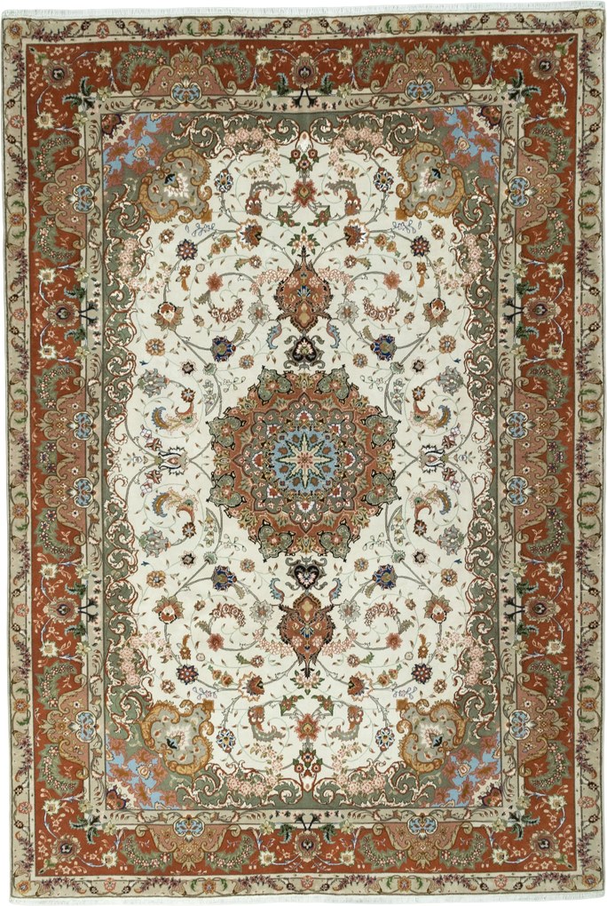 Tabriz Tappeto 210x310 Beige (Iran) Annodato A Mano