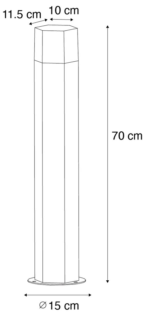 Lampada da terra per esterni nera con paralume fumé esagonale 70 cm - Denmark
