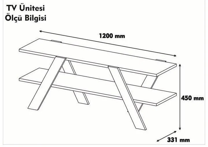 Tavolo TV bianco/naturale in noce 120x33 cm Basic - Kalune Design