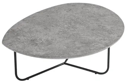 Tavolino sagomato con piano in legno effetto Cemento e base in metallo OYA