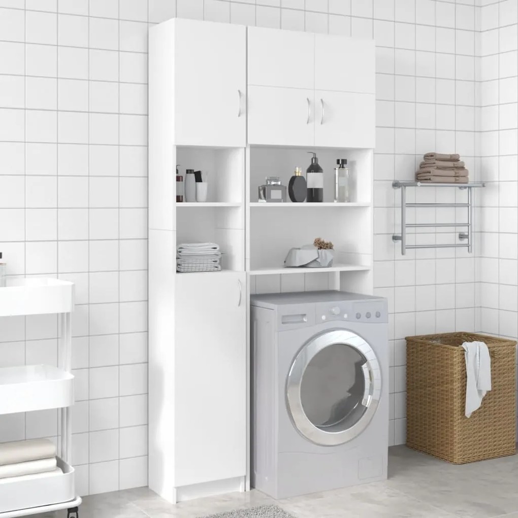 Set Mobili Per Lavatrice Bianco İn Truciolato /
