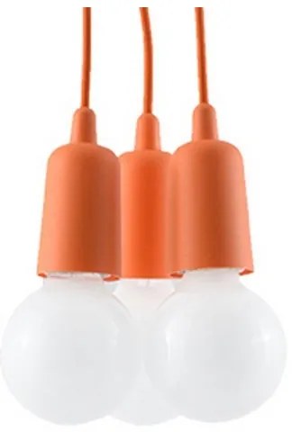 Lampadario su filo DIEGO 3xE27/60W/230V arancione
