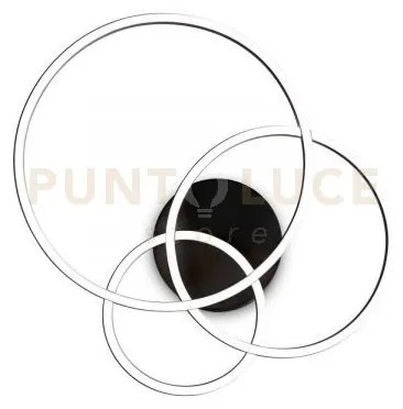 Frame plaoniera cerchi led 3000k  41w  5200 lm nero 56cm