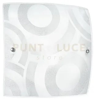 Plafoniera miro' bianca 2 luci attacco e27 30x9,4x30cm in vetro