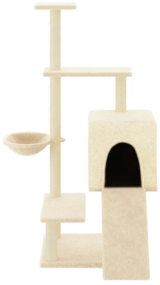 Albero per gatti con tiragraffi in sisal crema 130,5 cm