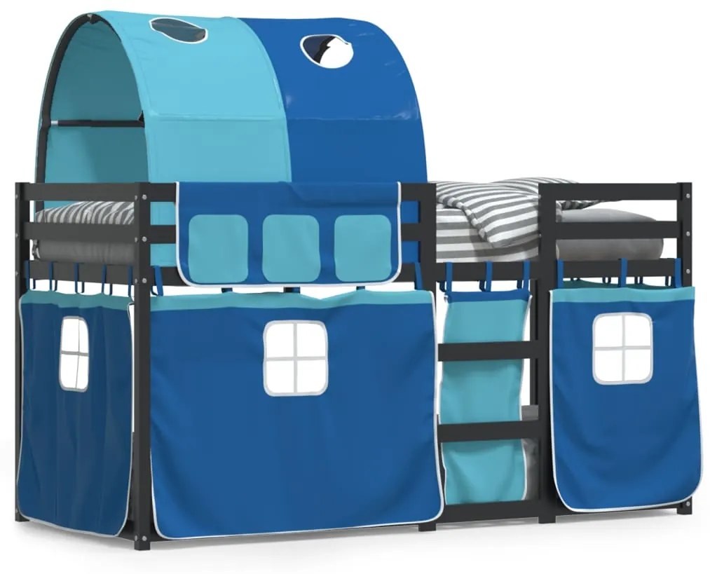 Letto A Castello Senza Materasso Blu 90x190cm Massello Pino /