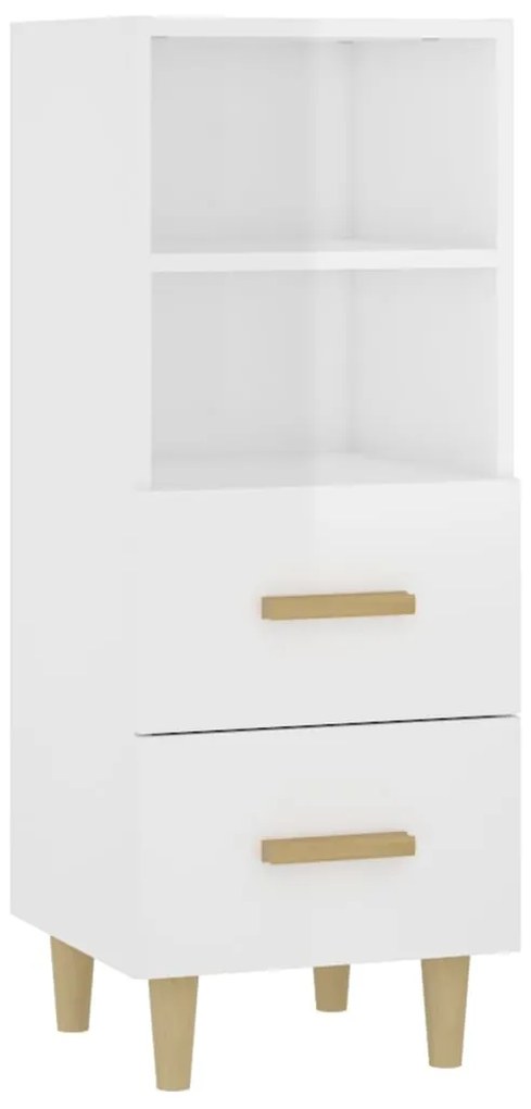 Credenza 34,5x34x90 cm in legno multistrato bianco lucido