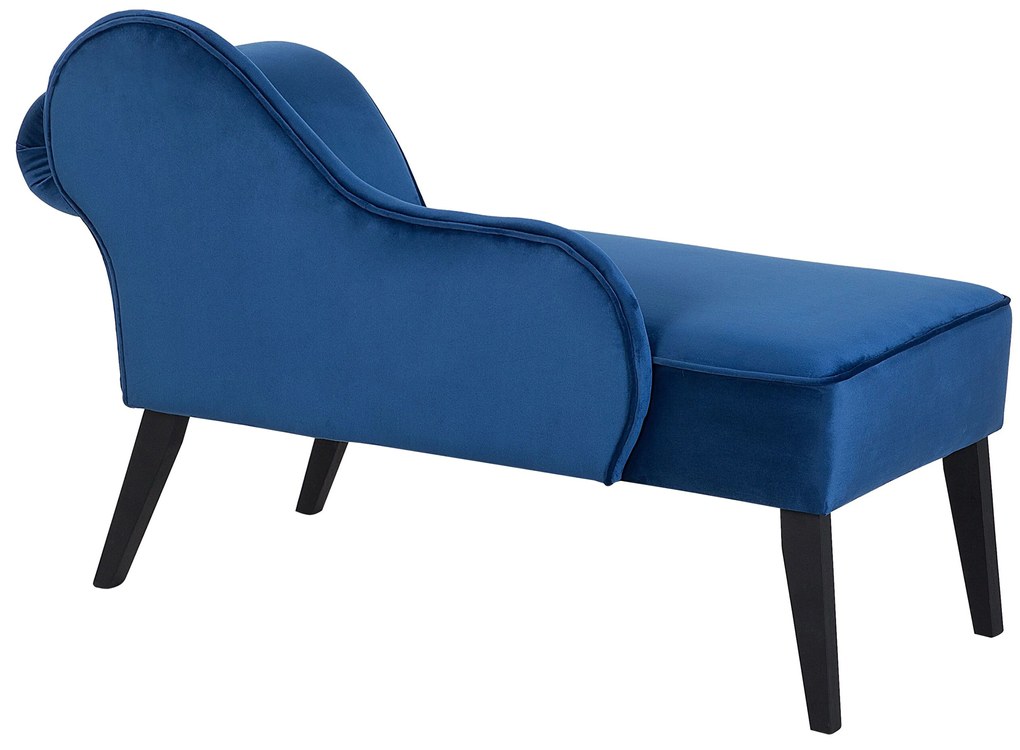 Chaise longue in tessuto velluto blu cobalto lato destro BIARRITZ Beliani