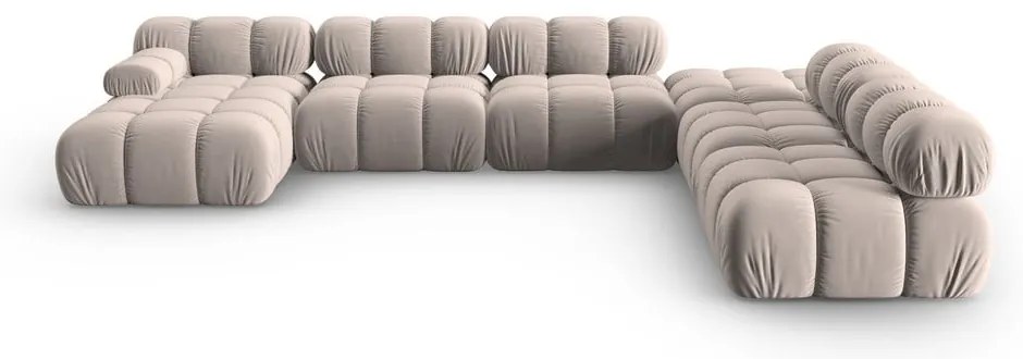 Divano angolare componibile in marrone chiaro (con penisola a destra/a U) con rivestimento in velluto Bellis – Micadoni