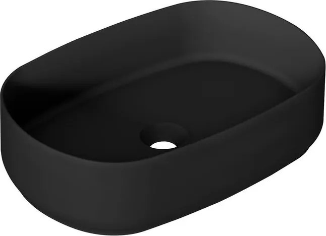 Lavabo da appoggio Kyoto ovale in ceramica L 55 x H 12 x P 36 cm nero