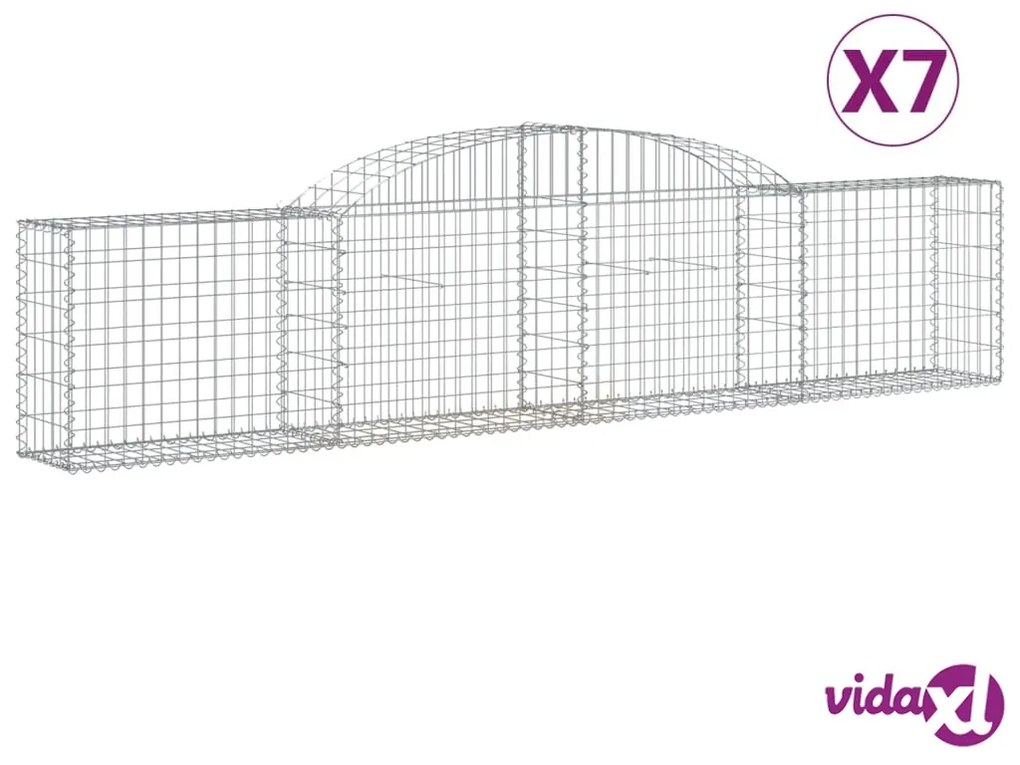 vidaXL Cesti Gabbioni ad Arco 7 pz 300x30x60/80 cm Ferro Zincato