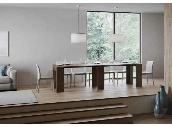 Consolle allungabile a 299 cm Allin Noce 78x47 cm con allunghe Interne