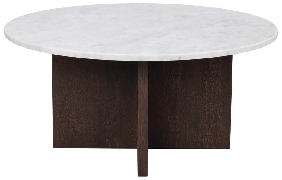 Tavolino rotondo in marmo bianco-marrone 90x90 cm Brooksville - Rowico