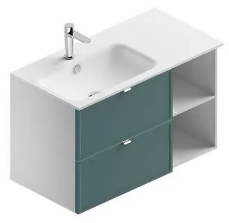 Mobile sottolavabo e lavabo Quadra per vasca a sinistra bianco-mirto in mdf L 90 x H 57 x P 46 cm 2 cassetti