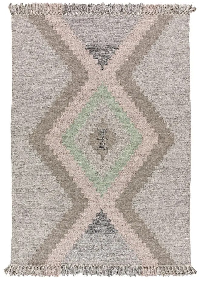 Tappeto beige in cotone riciclato lavabile/tessuto a mano 120x170 cm Chandia – Universal