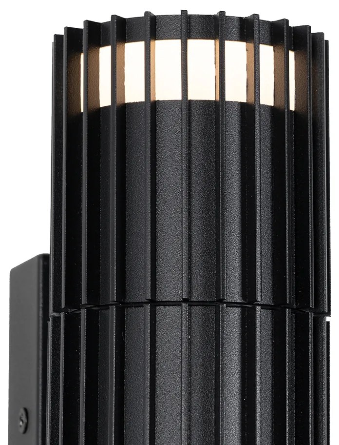 Applique da parete da esterno di design nera 2 luci IP44 - Boris