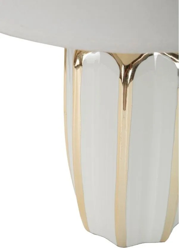 Lampada da tavolo bianca/dorata in ceramica con paralume in tessuto (altezza totale 40,5 cm) Cassy – Mauro Ferretti