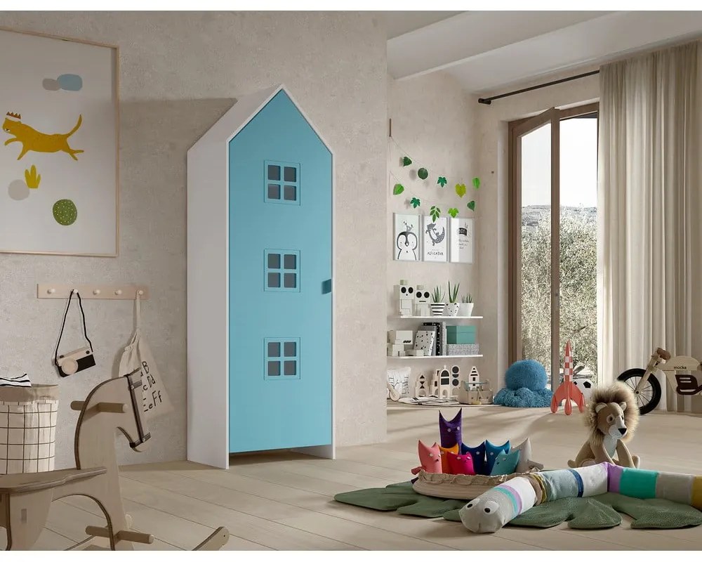Armadio per bambini bianco/azzurro 58x172x37 cm Casami Bruges – Vipack