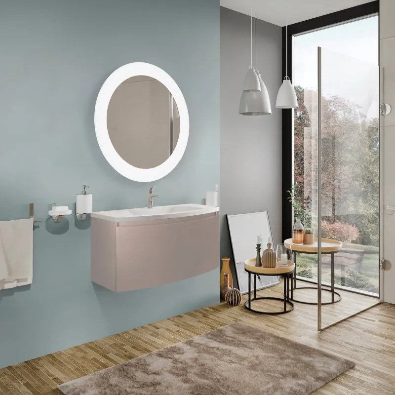 Mobile da bagno sotto lavabo Sole beige lucido L 80 x H 40 x P 48 cm 1 cassetto, lavabo non incluso