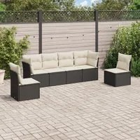 Set Divano da Giardino 6 pz con Cuscini Nero in Polyrattancod mxl 87389