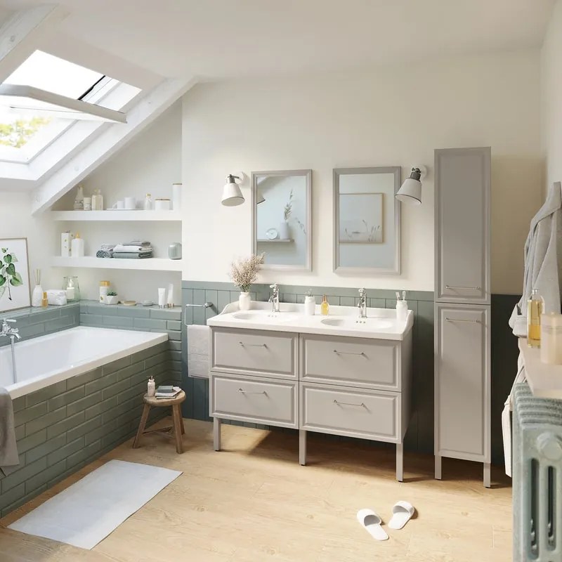 Estensione per mobile da bagno Charm2 cassetti grigio L 60 x H 57.8 x P 48.1 cm