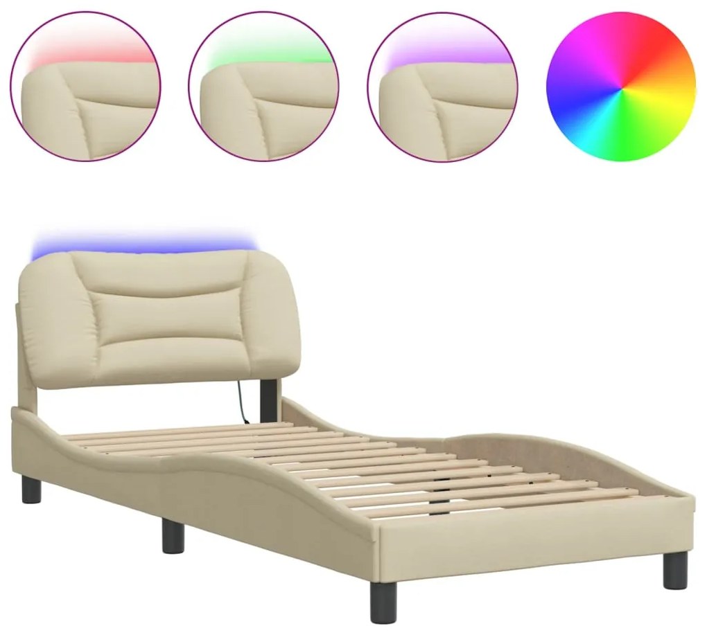 Giroletto con luci led crema 90x190 cm in tessuto