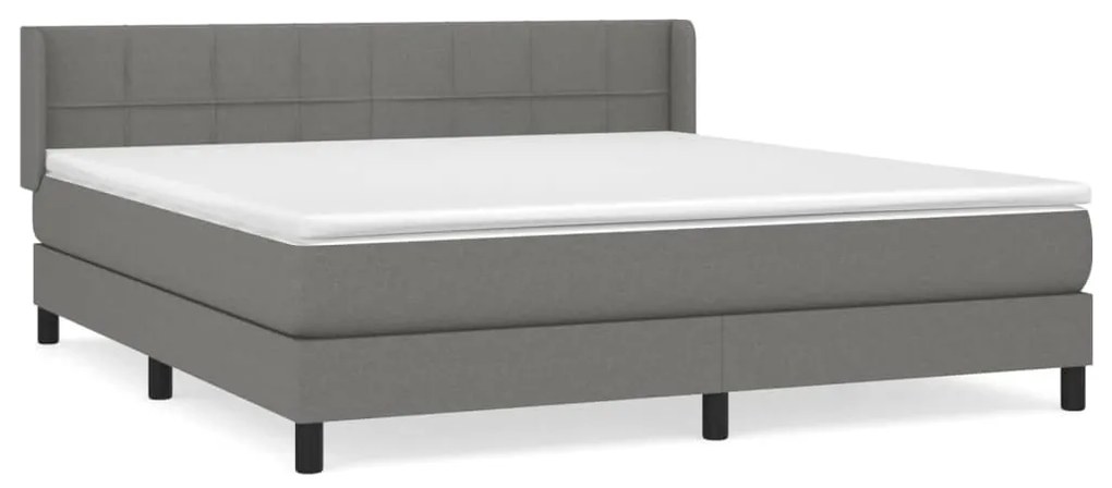 Giroletto a molle con materasso grigio scuro 160x200 cm tessuto