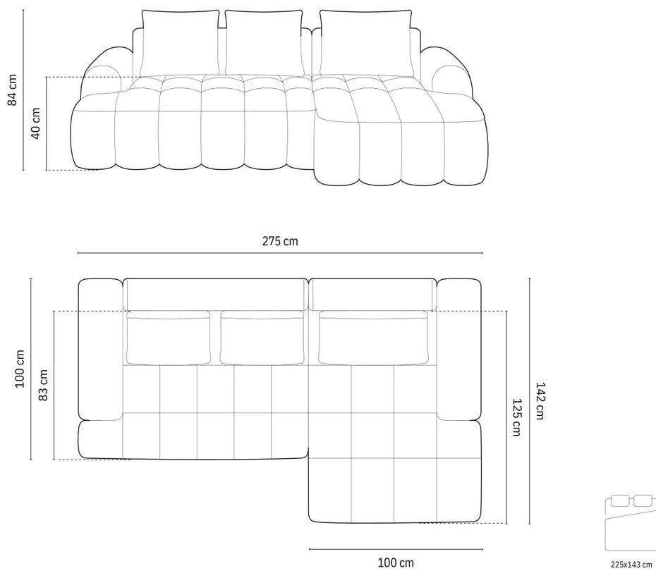 Divano angolare verde allungabile/con contenitore (con penisola a destra/con chaise lounge) Linz – Cosmopolitan Design