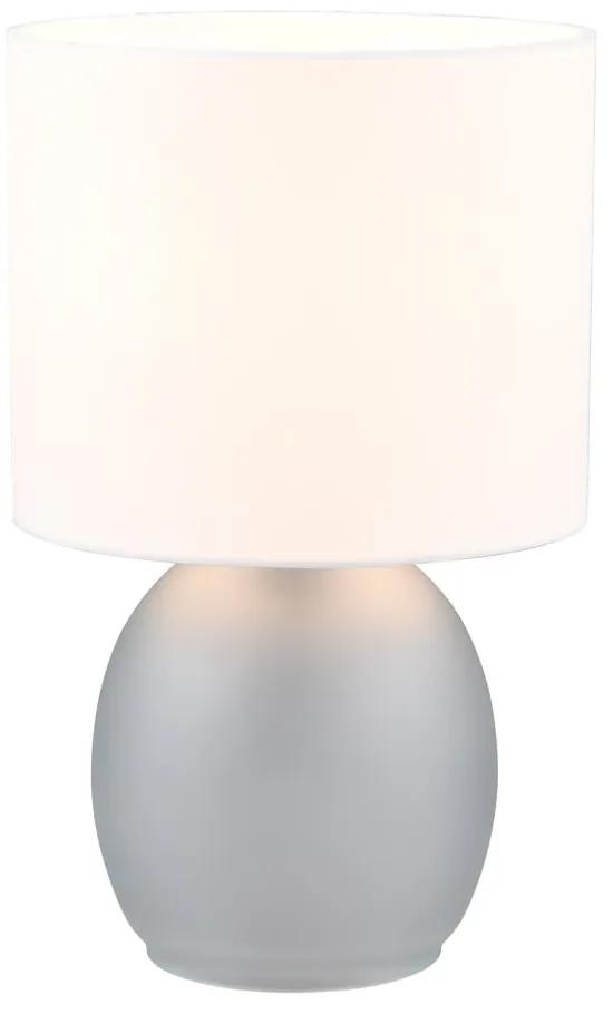 Lampada da tavolo in bianco e argento con paralume in tessuto (altezza 29 cm) Vela - Trio