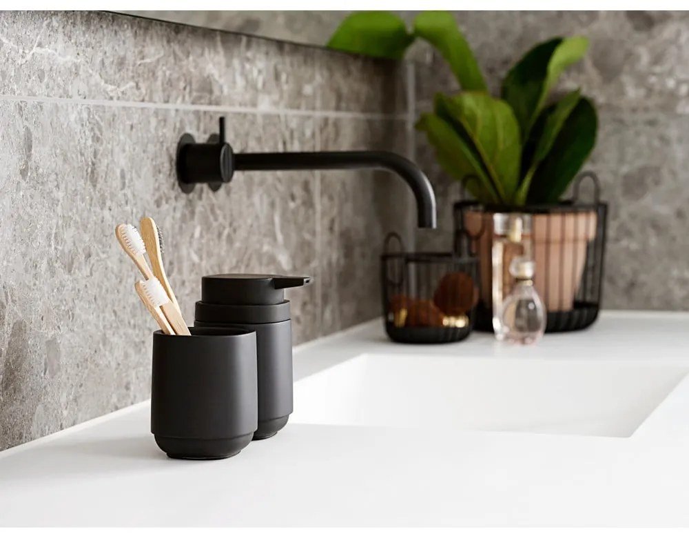 Tazza in cemento nero per spazzolini da denti Time - Zone