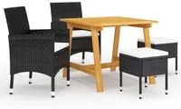 Set Mobili da Pranzo per Giardino 5 pz Nero 3068691