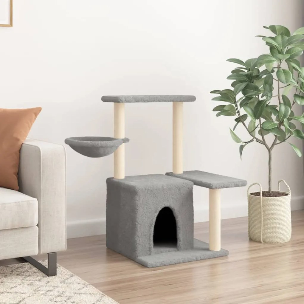 Albero per gatti con tiragraffi in sisal grigio chiaro 83 cm