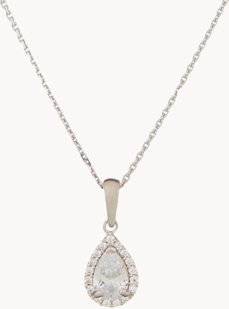 Collana in argento con ciondolo in oro bianco e zirconi Goutte