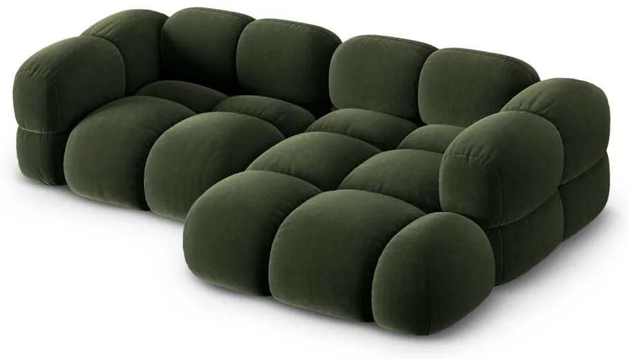Divano angolare verde (con penisola a destra/con chaise lounge) con rivestimento in velluto Loretto – Cosmopolitan Design