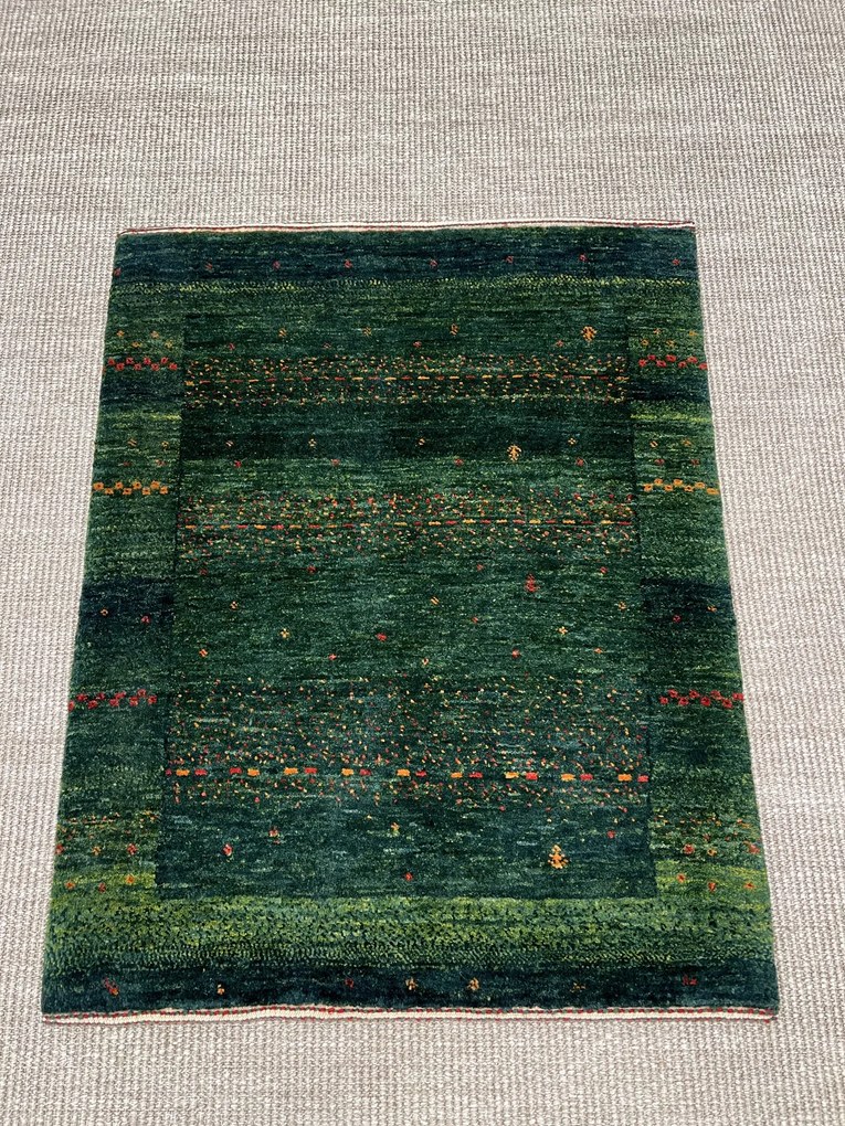 Loribaft Tappeto 80x70 Verde (Iran) Annodato A Mano