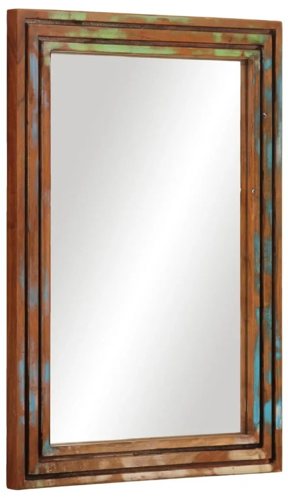 Specchio Da Bagno 50x70 Cm İn Legno Massello Di Acacia E Vetro /