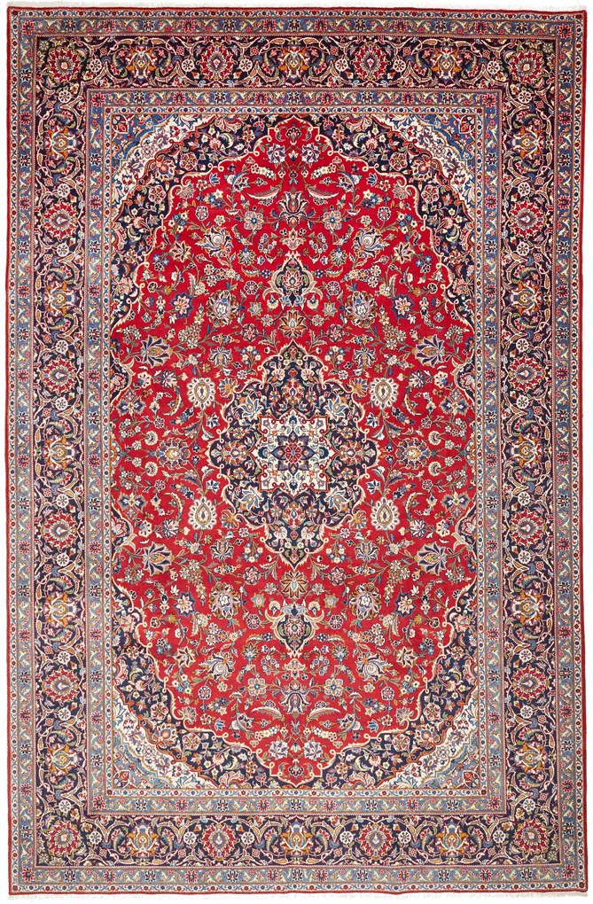 Kashan Tappeto persiano 370 x 240 Rosso (Iran) Annodato A Mano