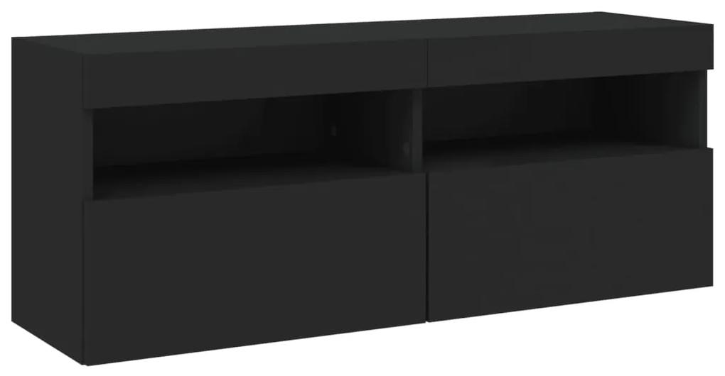 Mobile tv a parete con luci led nero 100x30x40 cm