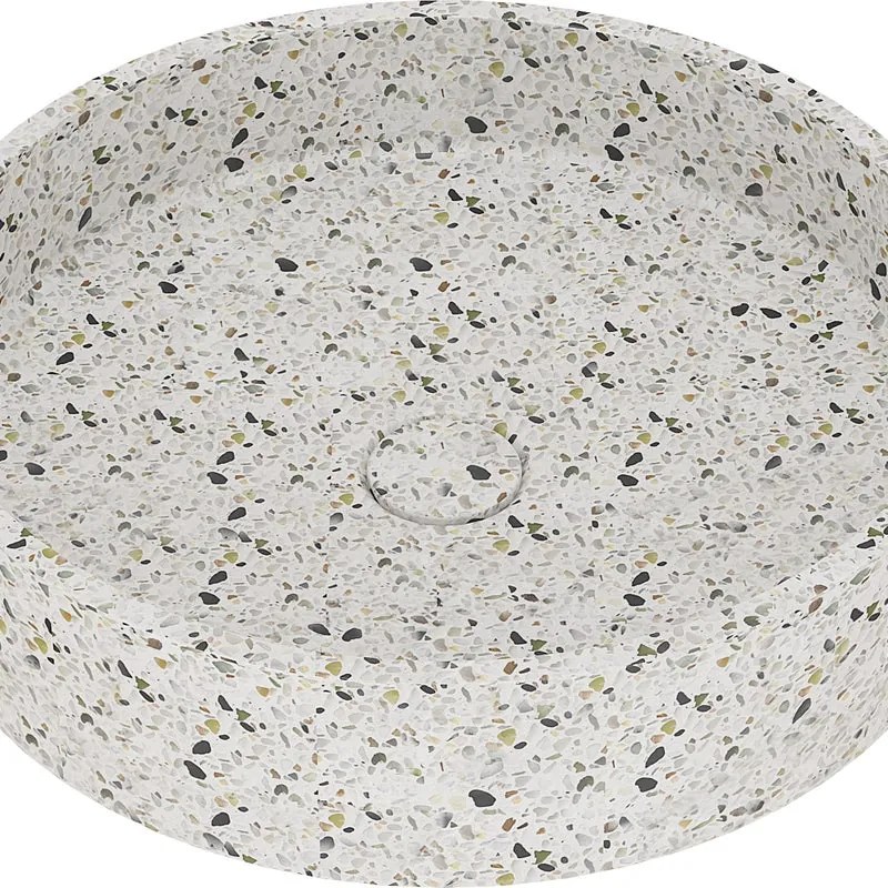 Lavabo da appoggio IDRO BRIC tondo piletta inclusa in pietra beige piletta inclusa