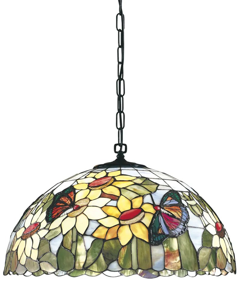 Lampadario Tiffany Vetro Multicolor Chiaro 3 Luci E27
