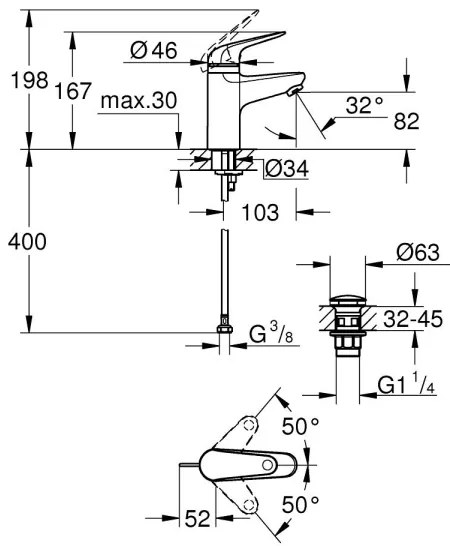 GROHE 24319001 - Miscelatore lavabo SWIFT 162 mm, cromato lucido