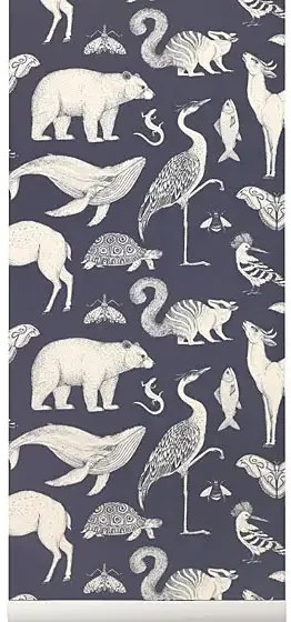 Tier Tapete Animals von Katie Scott - Dunkel Blau