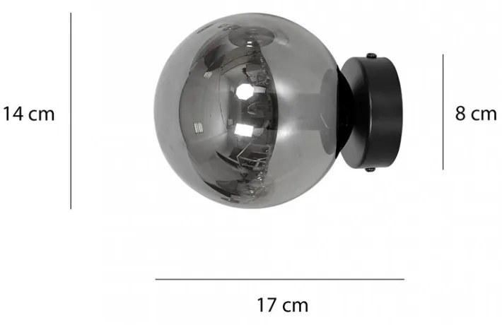 Lampada da Parete ROSSI K1 BL E14 Grafite,Trasparente, Miele Colore del corpo Grafite